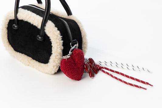 FLUFFY RED HEART CHAIN BAG CHARM